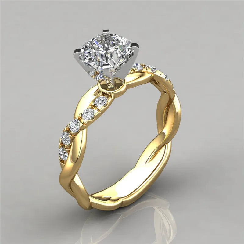 Anel de zircão cruzado Moissanite 18k