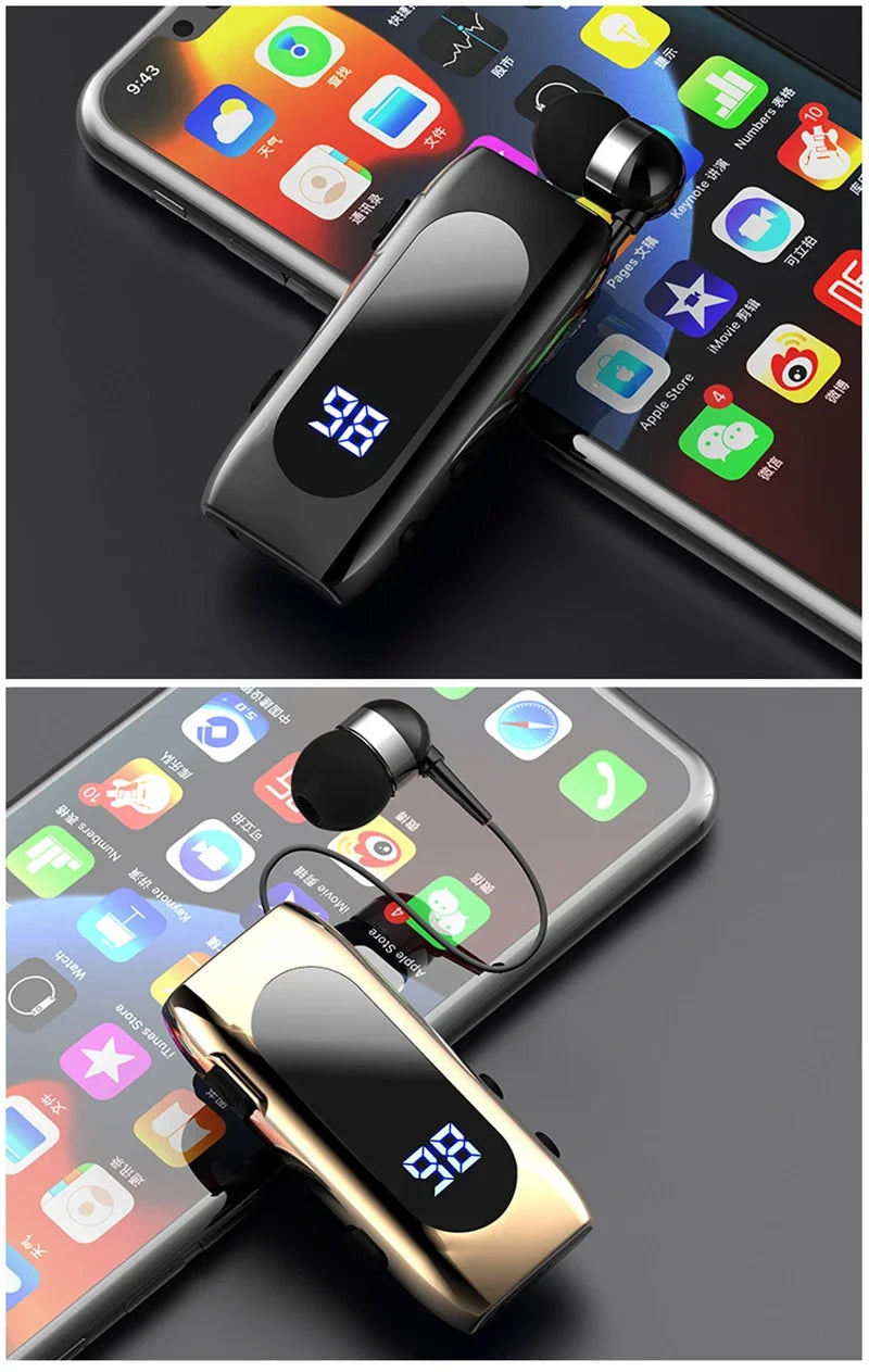 Fone de Ouvido Bluetooth K55 Lavalier – 20h de Bateria, Display LED, Microfone e Cancelamento de Ruído