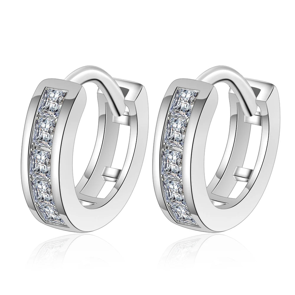 Brinco de argola de moissanite 18k 3cttw 4mm com pedras de cor brilhante 100% prata esterlina 925