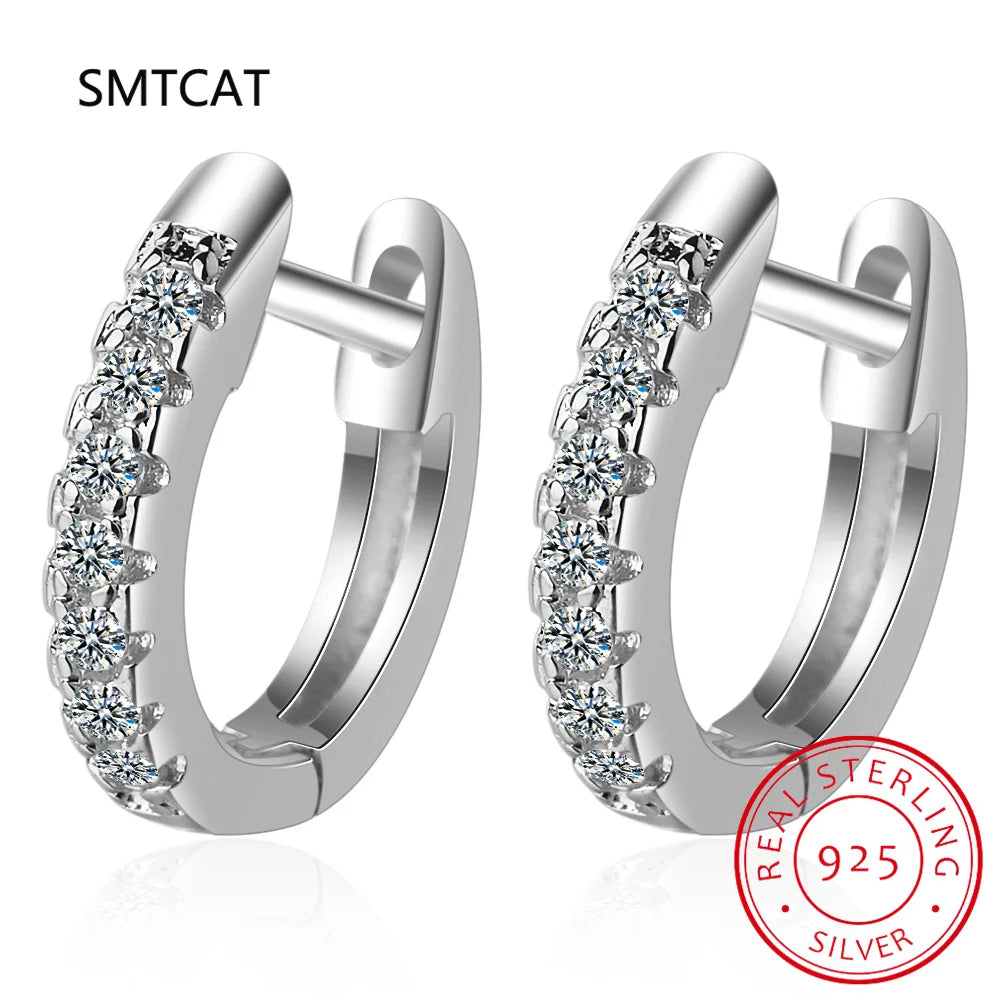 Brinco de argola de moissanite 18k 3cttw 4mm com pedras de cor brilhante 100% prata esterlina 925
