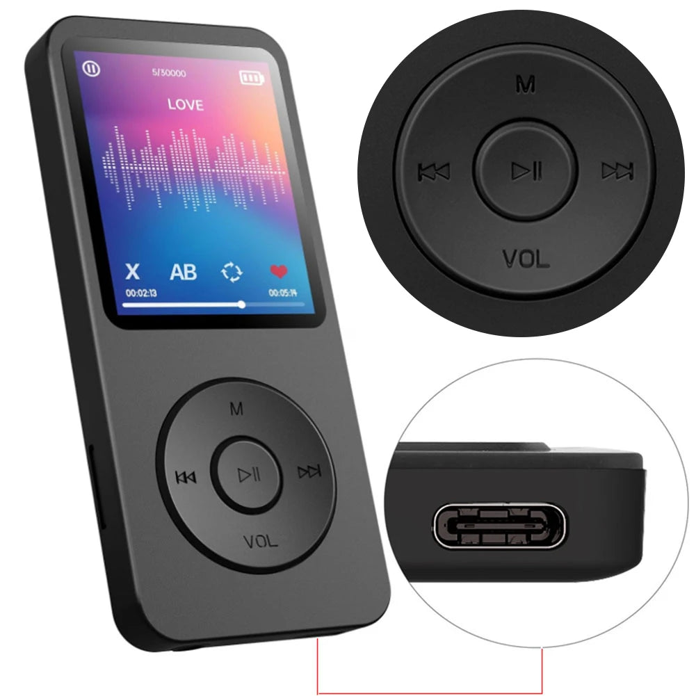 Leitor de mp3 alto-falante embutido esportes mp3 player bluetooth-compatível5.0 gravador de voz suporte rádio fm gravação de e-book para crianças