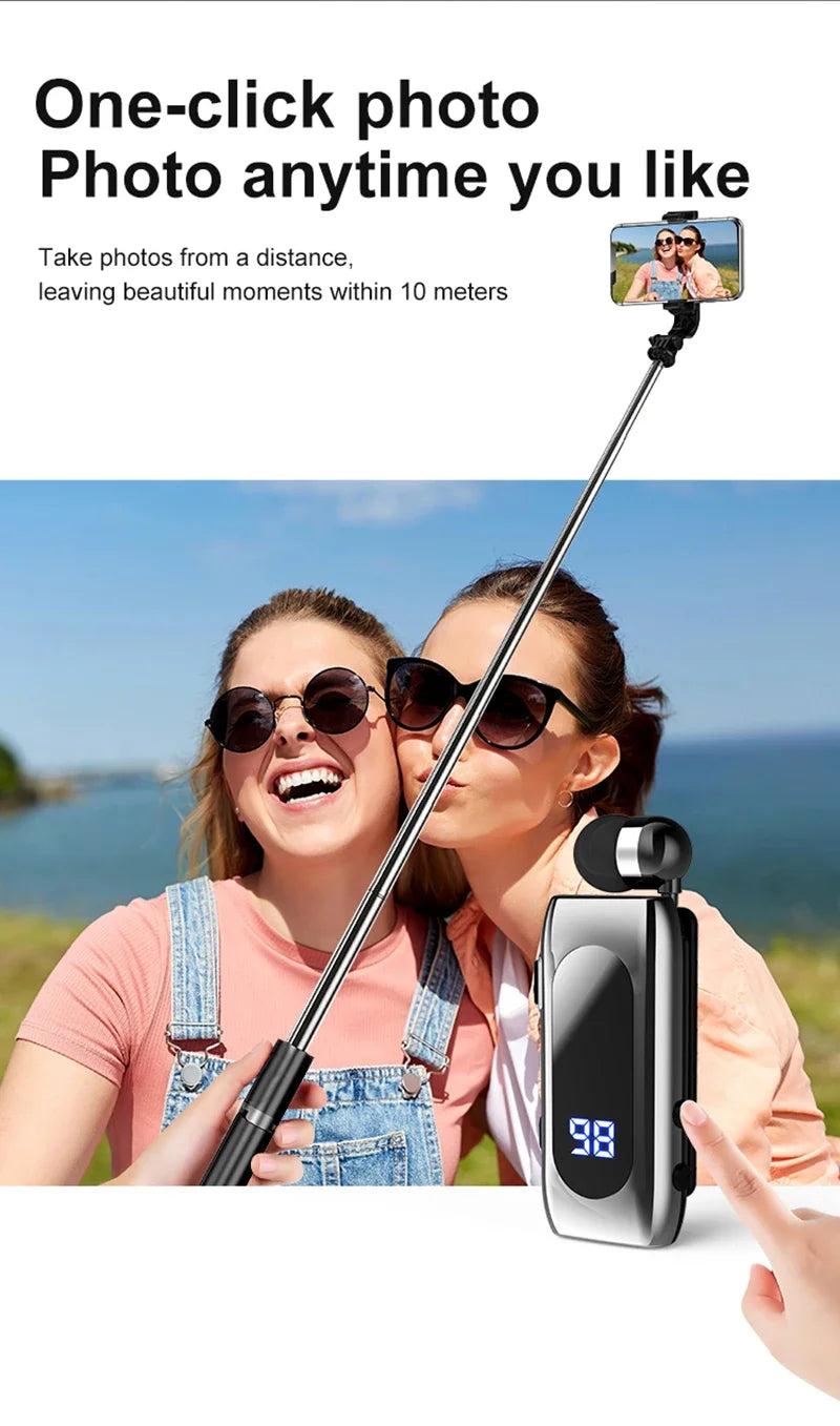 Fone de Ouvido Bluetooth K55 Lavalier – 20h de Bateria, Display LED, Microfone e Cancelamento de Ruído